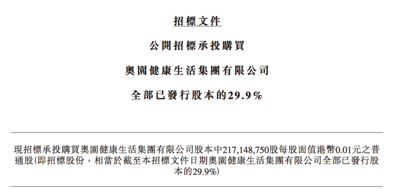 奥园集团拟公开招标出让奥园健康29.9%股权(图1)