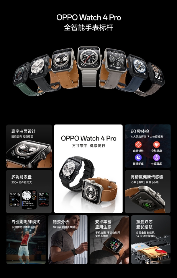 2299元起 OPPO Watch4 Pro手表发布：60秒体检识别4大风险