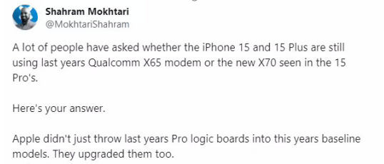 5G速度提升24%！iPhone 15全系标配高通X70基带：不只Pro才有