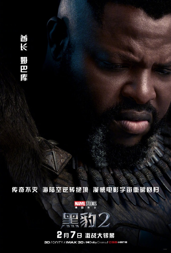《黑豹2》中国角色海报发布：全员黑色皮肤 2月7日上映