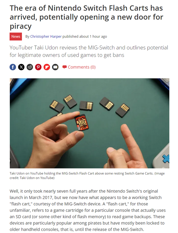 任天堂Switch现首个破解卡带：不可被官方屏蔽 兼容所有主