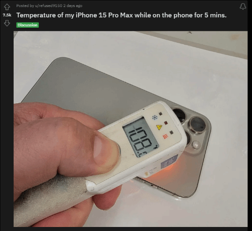 iPhone 15 Pro发热问题扩散：有人称通话5分钟升至42°C 你遇到了吗
