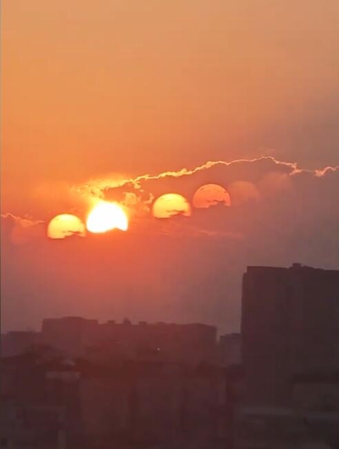 成都市民拍到7个太阳同框：大概1分钟后就消失了