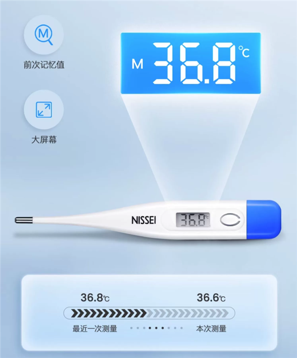 大额券手慢无：日本nissei电子体温计大促仅9.9元