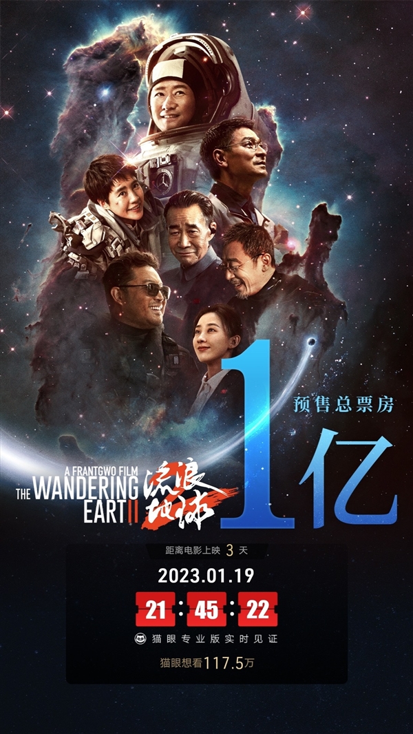 春节档已出现三部预售票房过亿的电影：《流浪地球2》仅第三