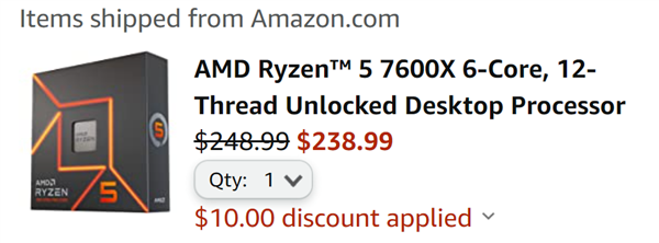 AMD Zen4集体跌跌不休！锐龙5 7600X降至冰点价