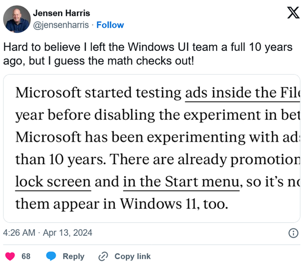 一言难尽！前用户体验主管也吐槽微软了：Windows 11优