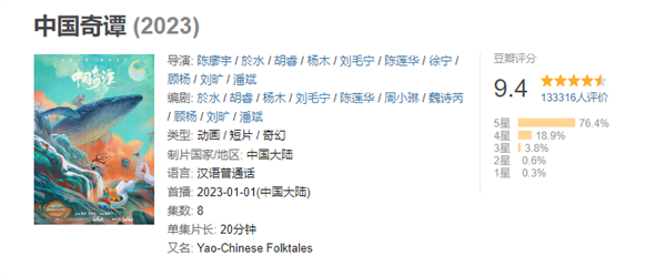 上线四集13万人评价！9.4高分国漫《中国奇谭》B站播放量破亿