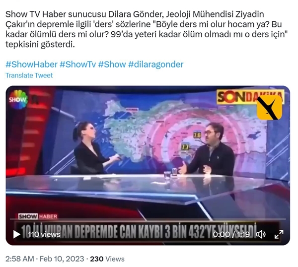 土耳其专家称遇上地震是命遭主持人怒斥：网友热议说的没毛病