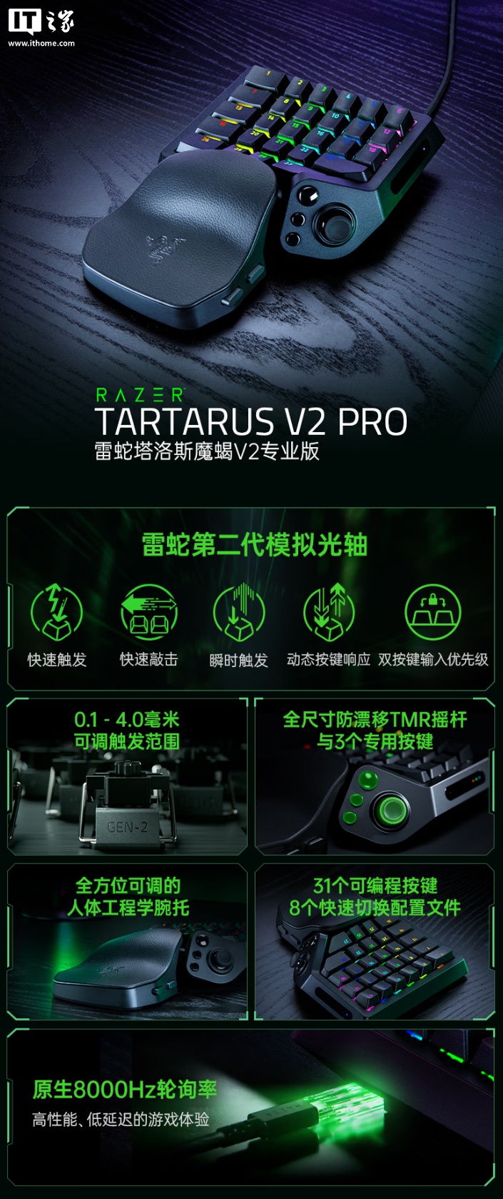 雷蛇塔洛斯魔蝎V2专业版单手键盘1599元，值不值得买？