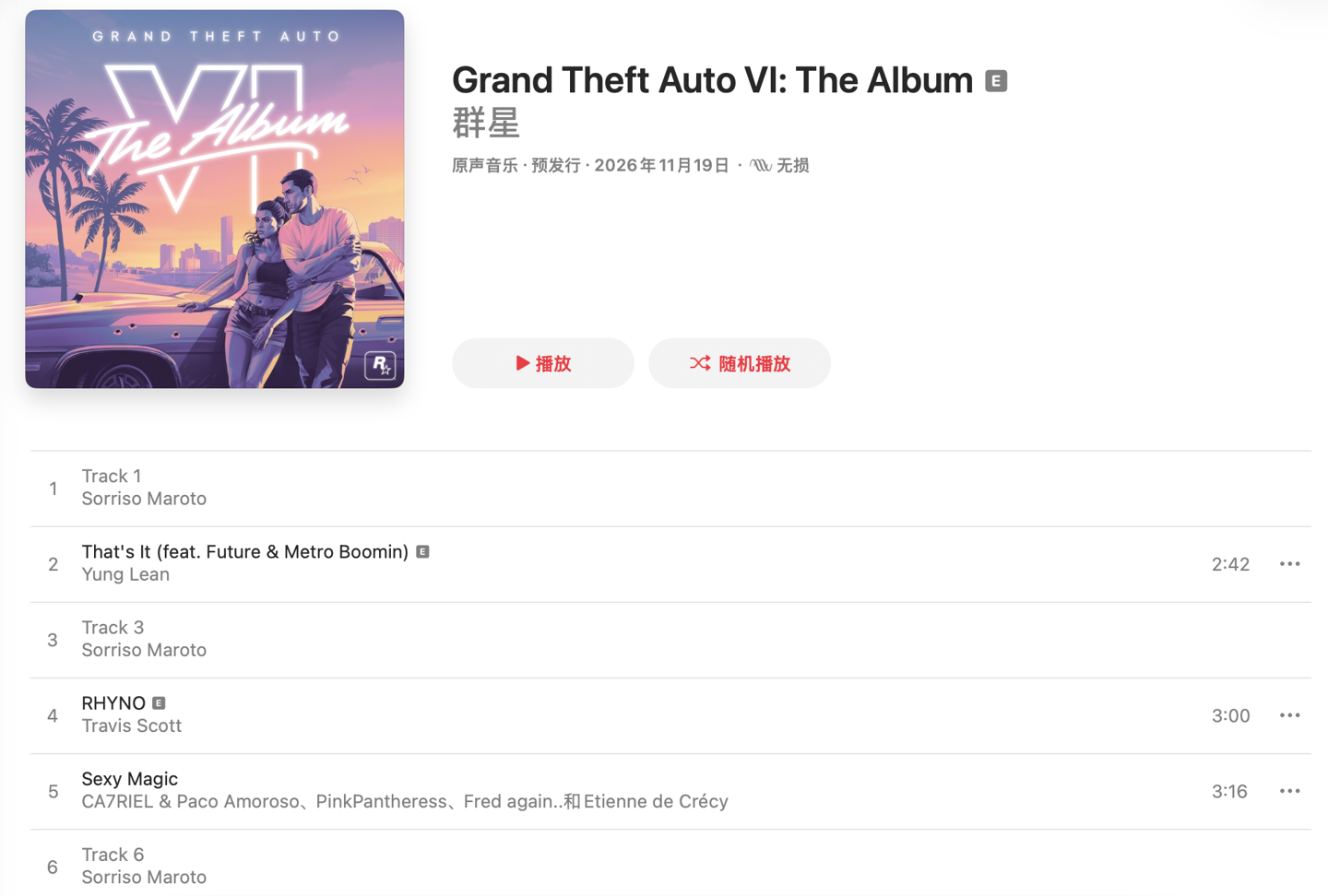 GTA6原声专辑上线：34首歌谁该听？