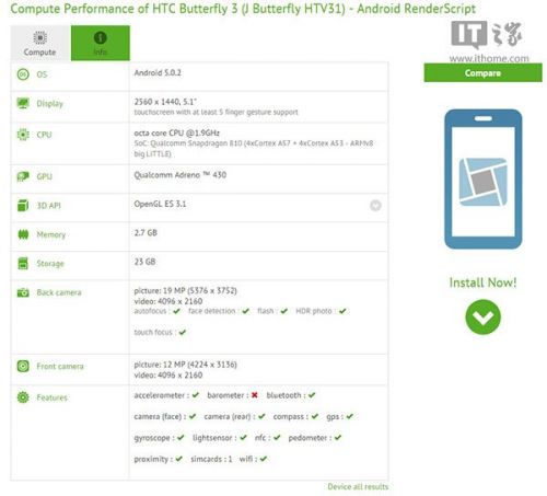 HTC新机蝴蝶3首曝光 2K屏幕骁龙810处理器(图1) 22