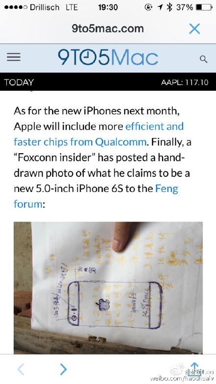 奇葩iPhone 6s爆料谍照竟为手绘!6c达到了5寸(图1) 65f11ebcjw1ev7a8irs8oj20f00qowhc