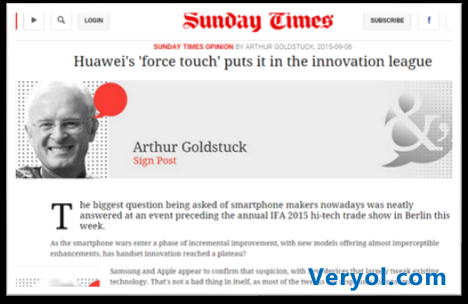 英媒The Sunday Times:华为凭借按压触控跻身创新军团(图2) 英媒The Sunday Times:华为凭借按压触控跻身创新军团(图2)
