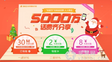 5000万豪礼迎双旦 360浏览器免流版大礼包任性抢(图1) 1