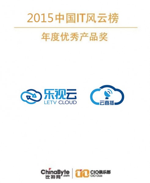 乐视云获“2015年度IT风云榜”最佳产品奖(图1) 1