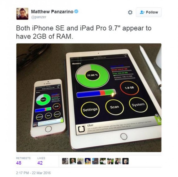 iPhone SE和9.7寸iPad Pro确认配备2GB运存(图2) ChMkJ1bx7juITtEEAARdntHd3OsAAOV_AHlW-4ABF22545
