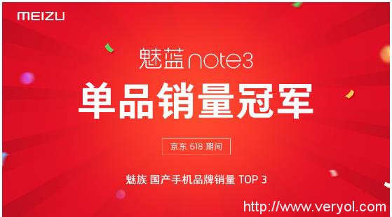 京东 618 魅蓝 note3 单品冠军 魅族总销量国产 TOP3(图1) 京东 618 魅蓝 note3 单品冠军 魅族总销量国产 TOP3(图1)