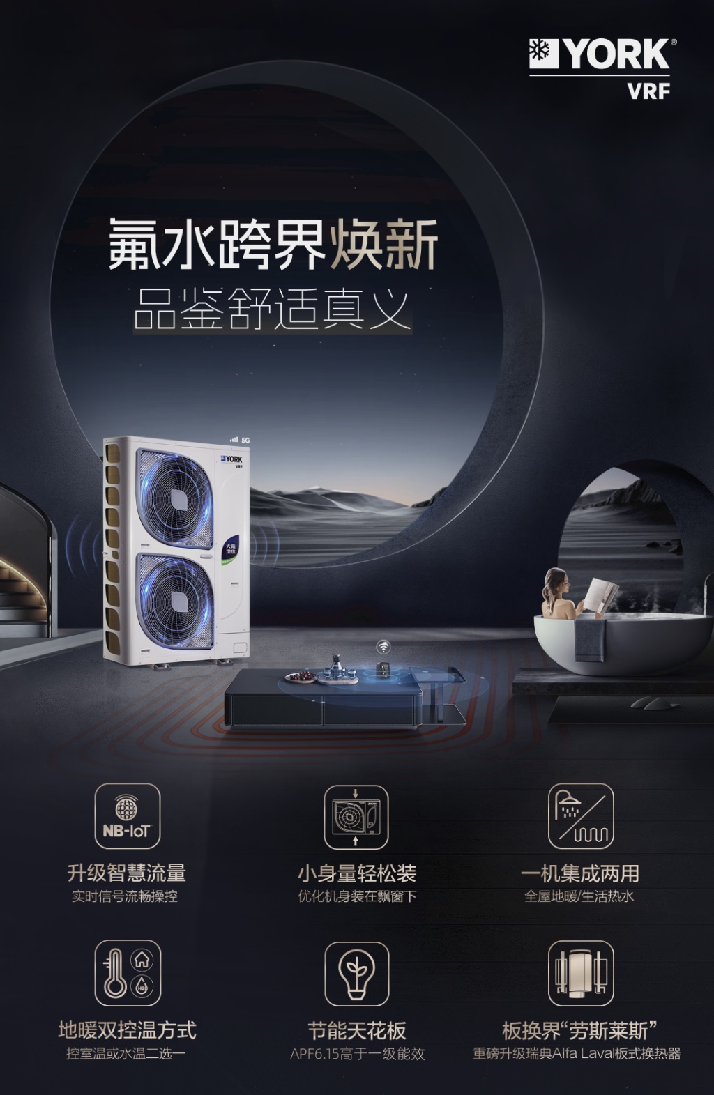 约克VRF中央空调氟水跨界新品，为墅适生活再添理想新答卷(图1)