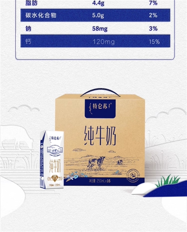全脂/低脂可选:特仑苏纯牛奶2.7元/盒发车(商超6元)