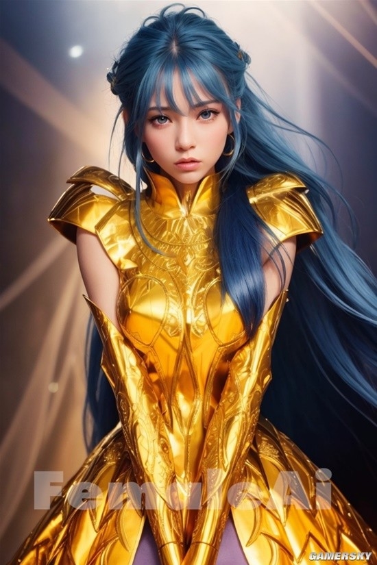 AI绘制性转黄金圣斗士 神圣加成的铠甲正妹