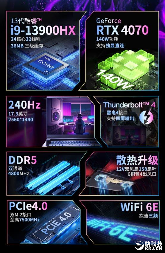 吾空山灵K7 PLUS全新游戏本上市:13代i9+满血4070、顶配11399元