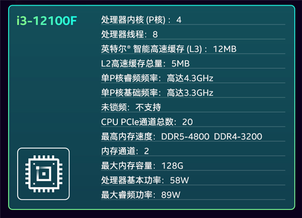 千元内游戏神U 酷睿i3-12100F到手仅779元(满血P核)