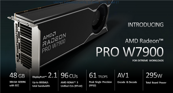 AMD发布RDNA3架构Radeon Pro W7000系列专业显卡：AI性能提升2.7倍、满血3999美元