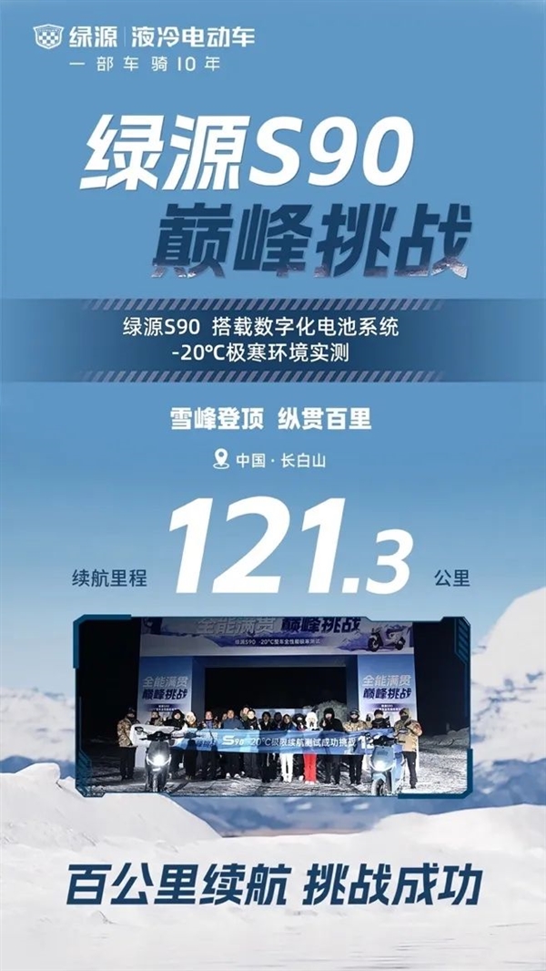 零下20℃跑了121.3公里！绿源S90电动自行车还拉动一10吨大卡车