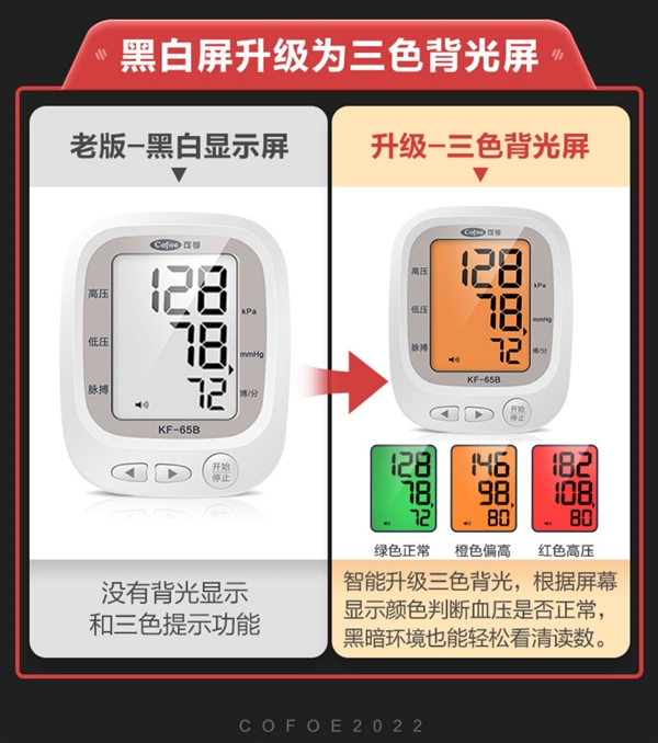 90元大额券:可孚上臂式全自动血压计49.9元发车