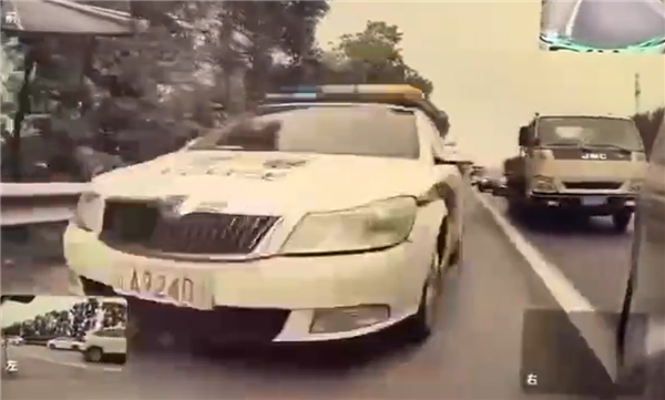 一特斯拉高速堵车任性变至应急车道：差点蹭翻执勤车辆