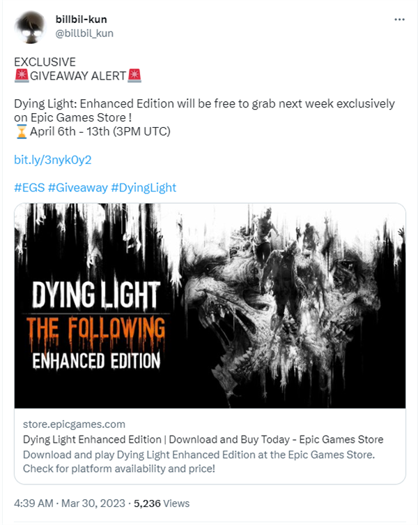 Epic要免费送大作《消逝的光芒》增强版了:立省百元!网友:E宝YYDS