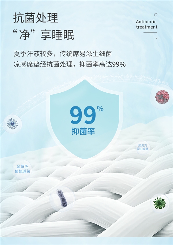 让你夏天睡个好觉：安睡宝3D cool凉席套装79元大促（60元劵）