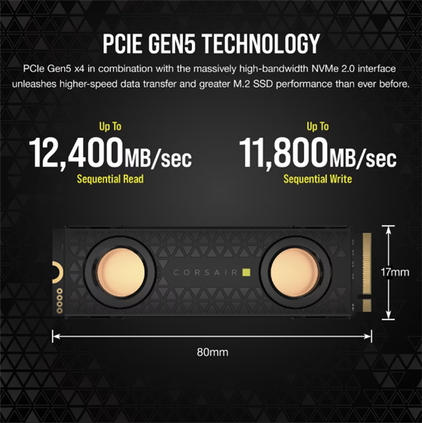速度可达12400MB/s！海盗船发布MP700 PRO PCIe 5.0 SS