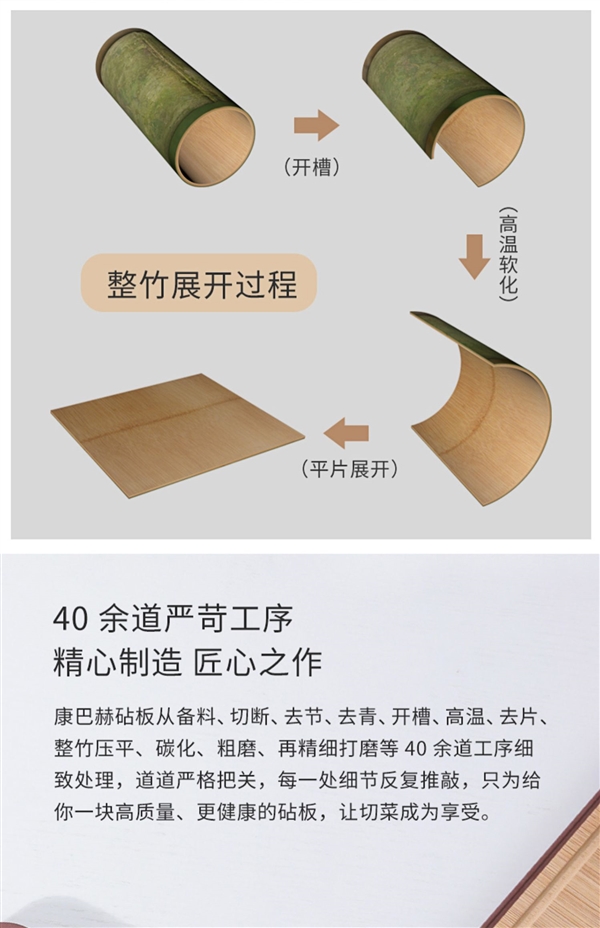一体成型无拼接:康巴赫整竹双面砧板69元新低(90元券)