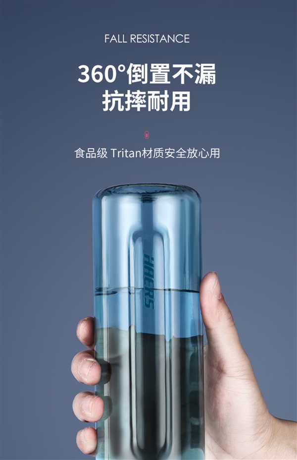 一键开盖 耐热抗摔:哈尔斯Tritan材质单手开盖水杯14.9元发车