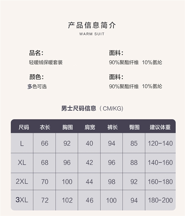 双面发热暖心绒：猫人男女保暖内衣套装39.9元（60元券）