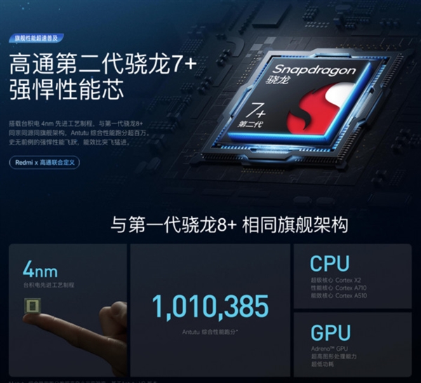 Redmi首发！高通又一款神U成了：第二代骁龙7+真香