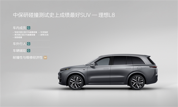 理想L8成中保研碰撞史最佳SUV:“堡垒车身”功不可没