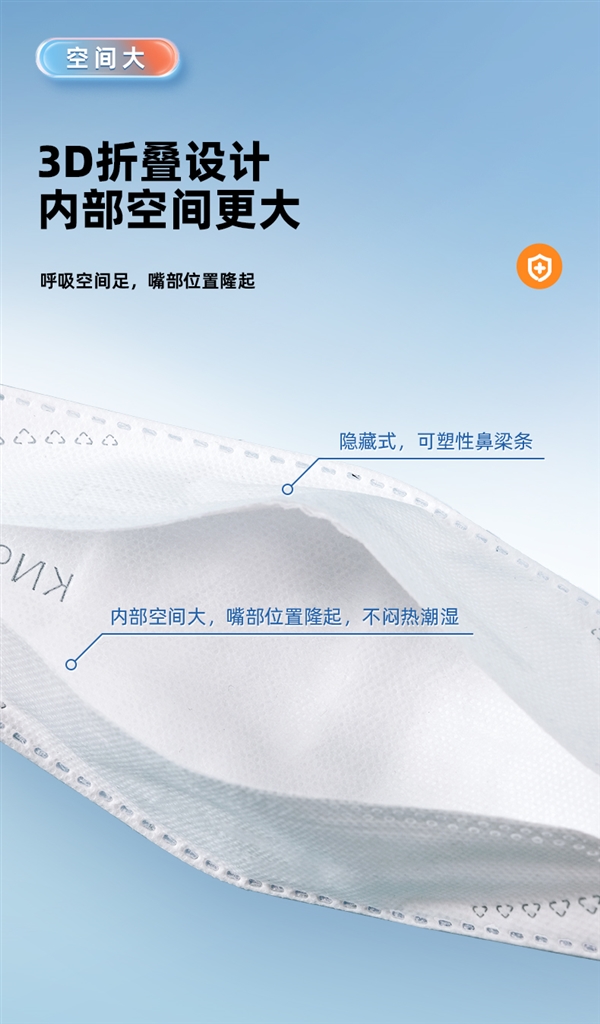 透气舒适不勒耳：大牌德佑KN95防护口罩5毛/片
