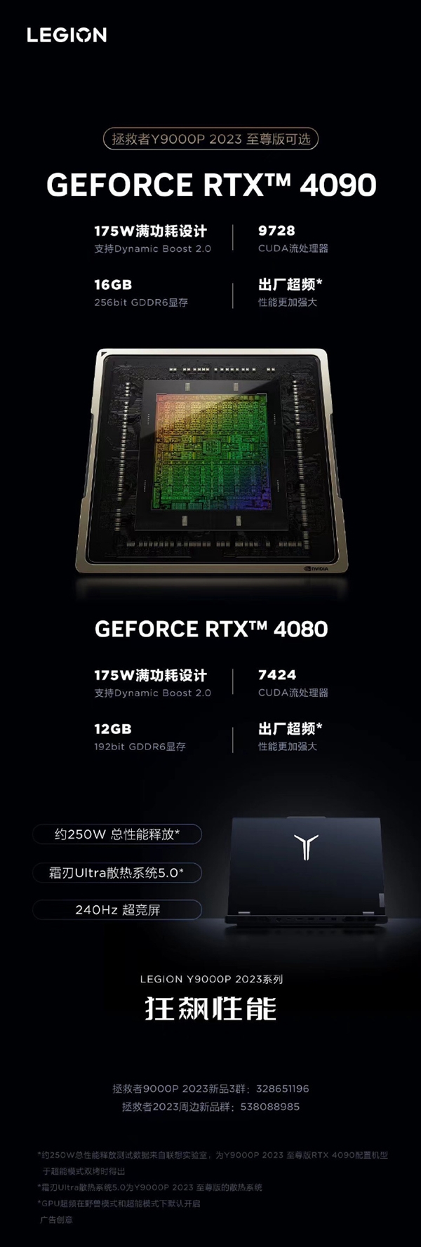 联想拯救者Y9000P 2023游戏本性能狂飙：满血RTX 4090、240Hz高刷