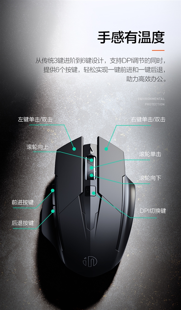 支持Type-C充电：英菲克F1无线鼠标24.9元抄底