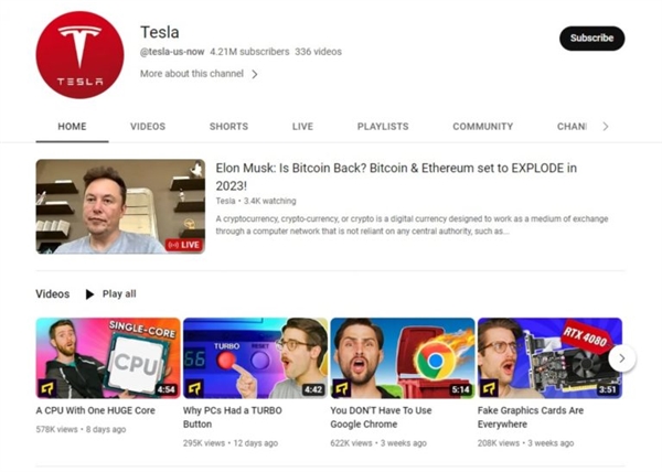 加拿大白嫖王Linus频道被黑客入侵 上传马斯克诈骗视频