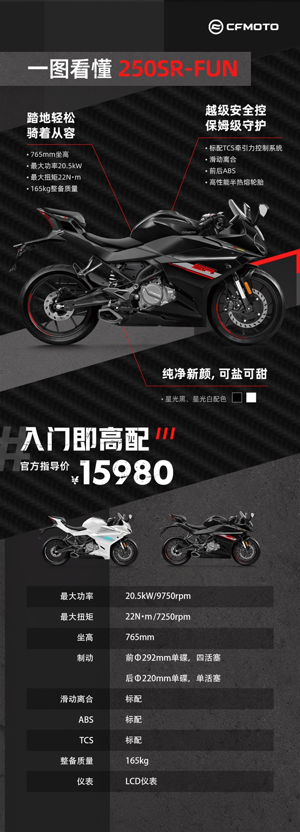 售1.598万元 春风250SR摩托家族新成员上市：1米5也能骑