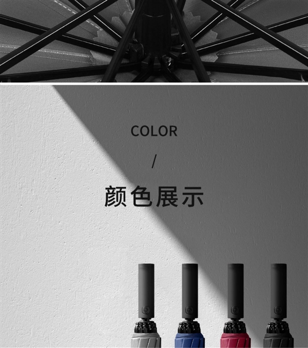 LED照明+反光伞边 大嘴猴反向全自动晴雨伞35.9元（立减80元）