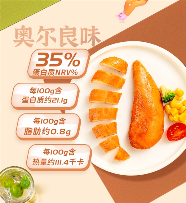 低脂也美味：袋鼠先生鸡胸肉50g*8袋12.95元大促