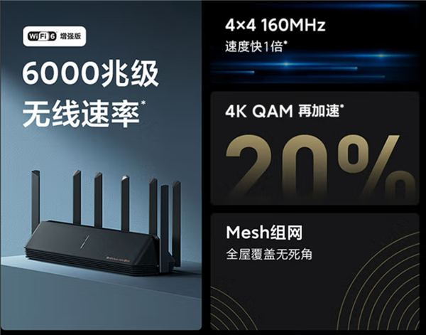 京东百亿补贴 小米AX6000路由448元:2.5G网口+Mesh组网