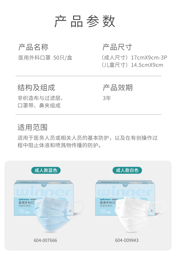成人款儿童款都有:稳健医用外科口罩3盒150只不到20元