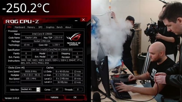 打破AMD 8年记录 i9-13900k超频达到9GHz：人类首次
