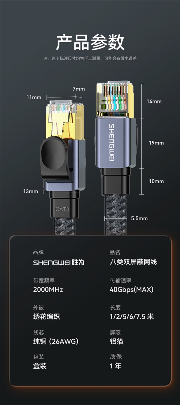 优惠全网罕见!胜为八类万兆网线7.5m大促:仅需23.9元